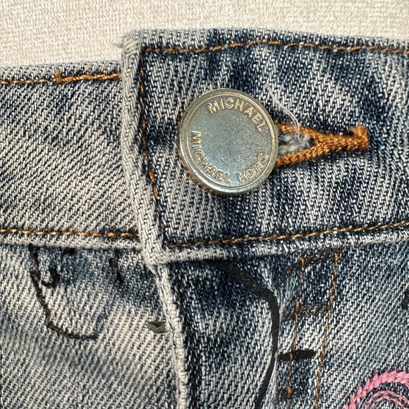 MICHAEL KORS DENIM POP ART GRAFFITI MINI SKIRT SIZE 2 - Picture 9 of 9